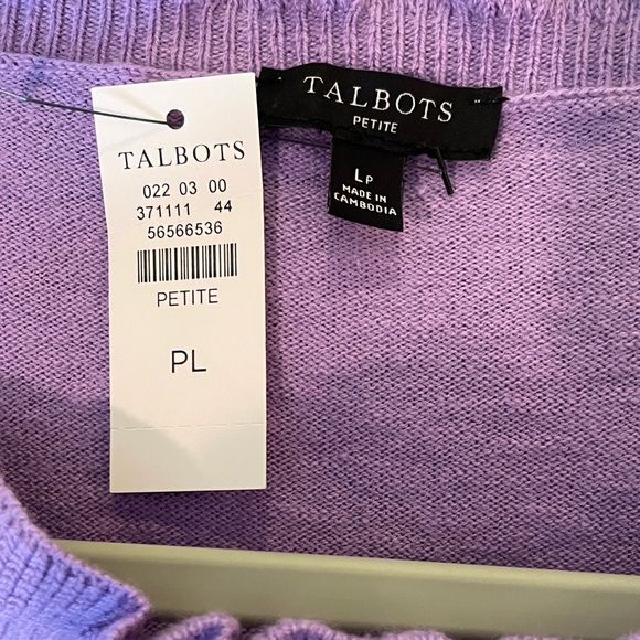 Talbots Lavender Ruffled Neck Sweater - Picture 3 of 8